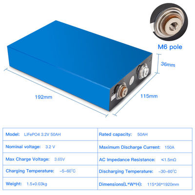 3,2 batteria al litio ricaricabile di V 50ah LiFePO4 una vita di 4000 volte